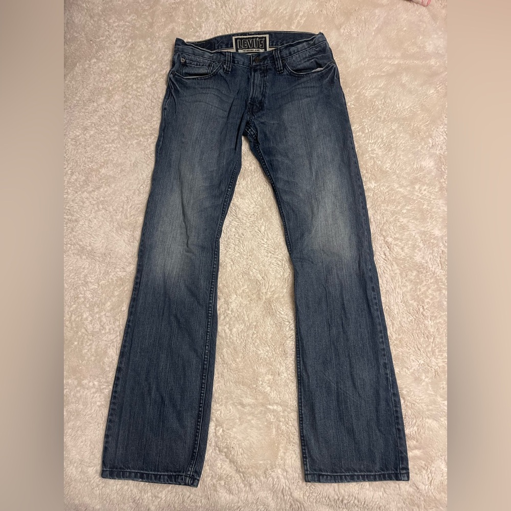 Levi's 514 Men Blue Straight Slim Jeans W32 L32 Red Tab 5 Pocket Zip 100% Cotton